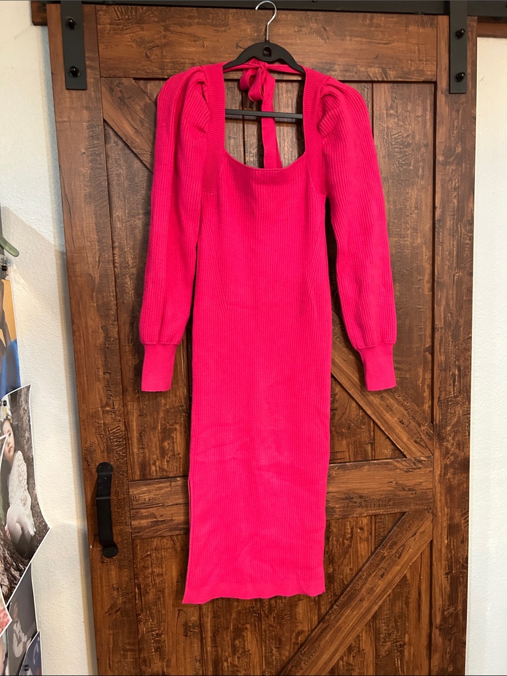 House of Harlow 1960 Hot Pink Ribbed Midi Dress